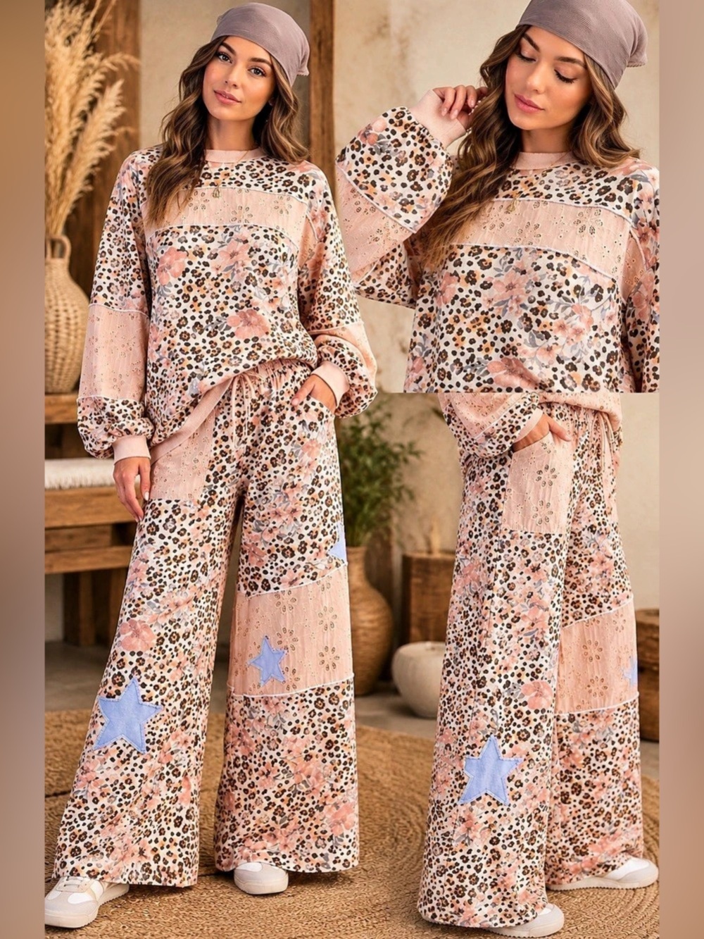 EASEL  Wildflower Leopard Patchwork Set🌸New Arrival🔥